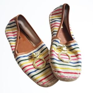 Louise et Cie Striped Adige Jute Wrapped Sole Skimmer Espadrille Flat Size 8.5M